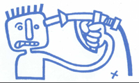 (Man with petrol pump to head like gun)